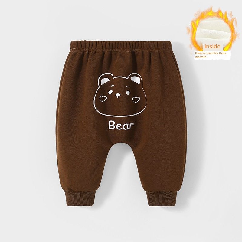 Baby Big Butt Pants, Autumn and Winter Fleece-Lined Pants for Boys and Girls, Autumn and Winter Long Pants, Casual Pants, Children's Pants Pp