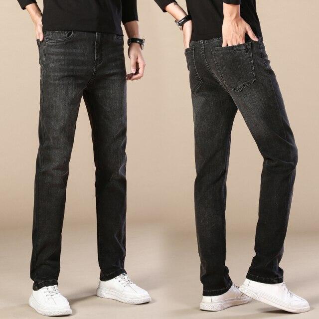 18 Colors Men 'S Jeans Classic Style Business Casual Advanced Stretch Regular Fit Denim Trousers Grey Blue Pants Male