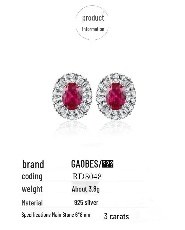 2024 Rose Red & Blue-Green Diamond Women's Sterling Silver Stud Earrings - Exquisite, Versatile & Unique Design