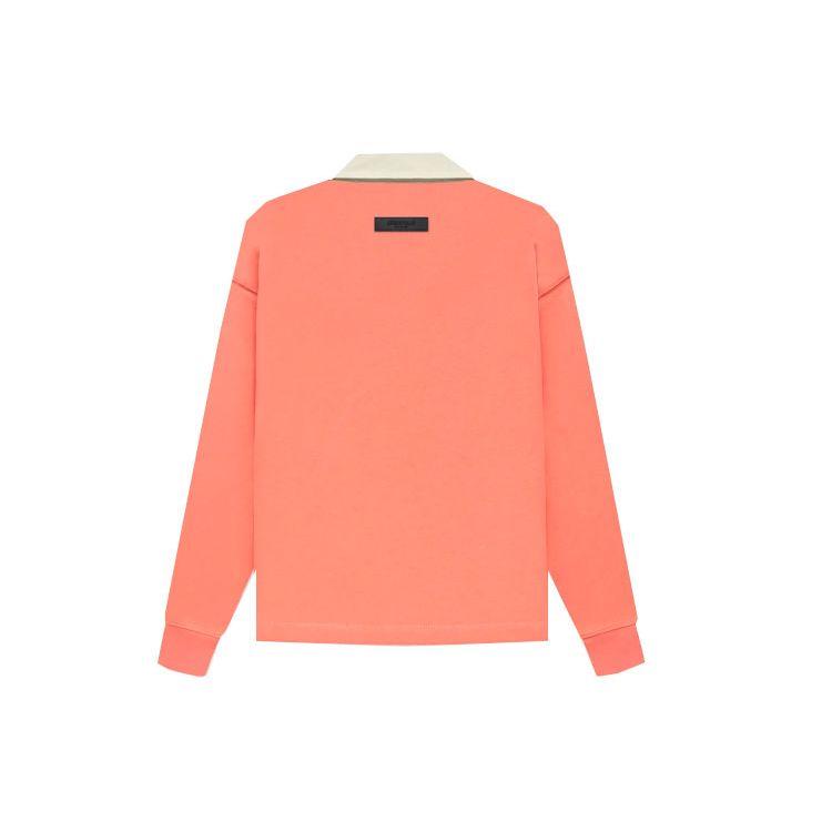 Fear of God Essentials Fall/Winter 1977 Series Henley Rugby Long Sleeve Polo Unisex Tops Coral-Red FOG-FW22-076