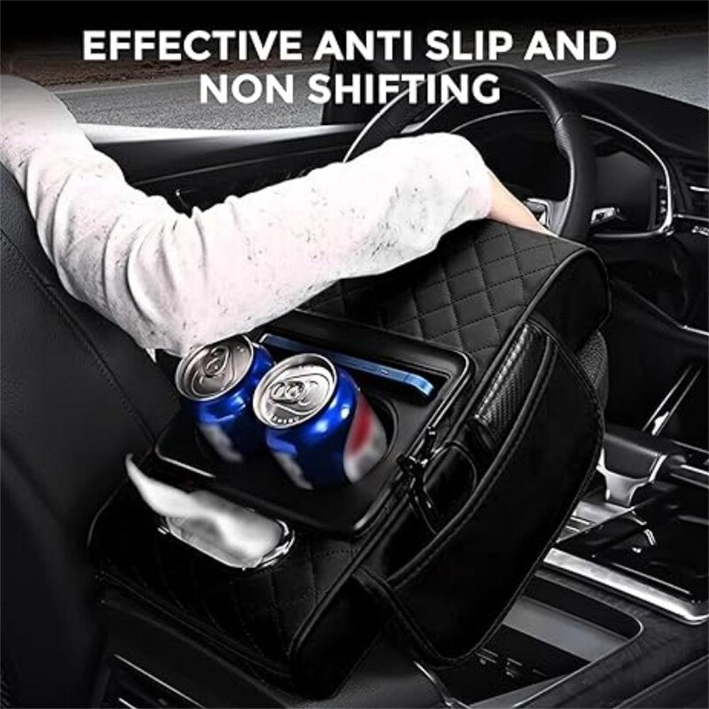 Car Armrest Cushion 5-In-1 Center Console Cover With Cup Holder Tissue Box Slot