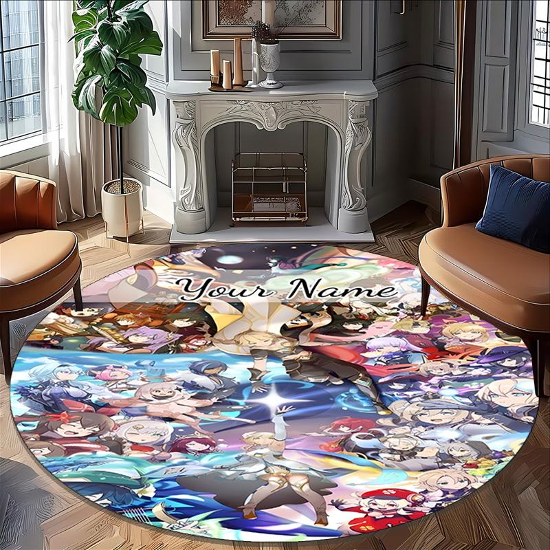Personalized Genshin Impact Round Chair Office Rug - Perfect for Mat, Office Chair & More - Ideal Gift for Birthdays and Holidays