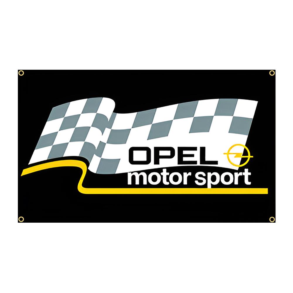 90x150cm Opels Motor Sport Metal Logo Flag Polyester Printed Garage or Outdoor Decoration Banner Tapestry