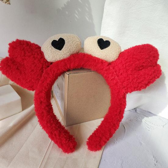 Women Headband Soft Lamb Velvet Crab Shape Thickened Fluffy Filling Anti-Slip Tooth Design Hair Hoop Makeup Face Washing Hair Accessory