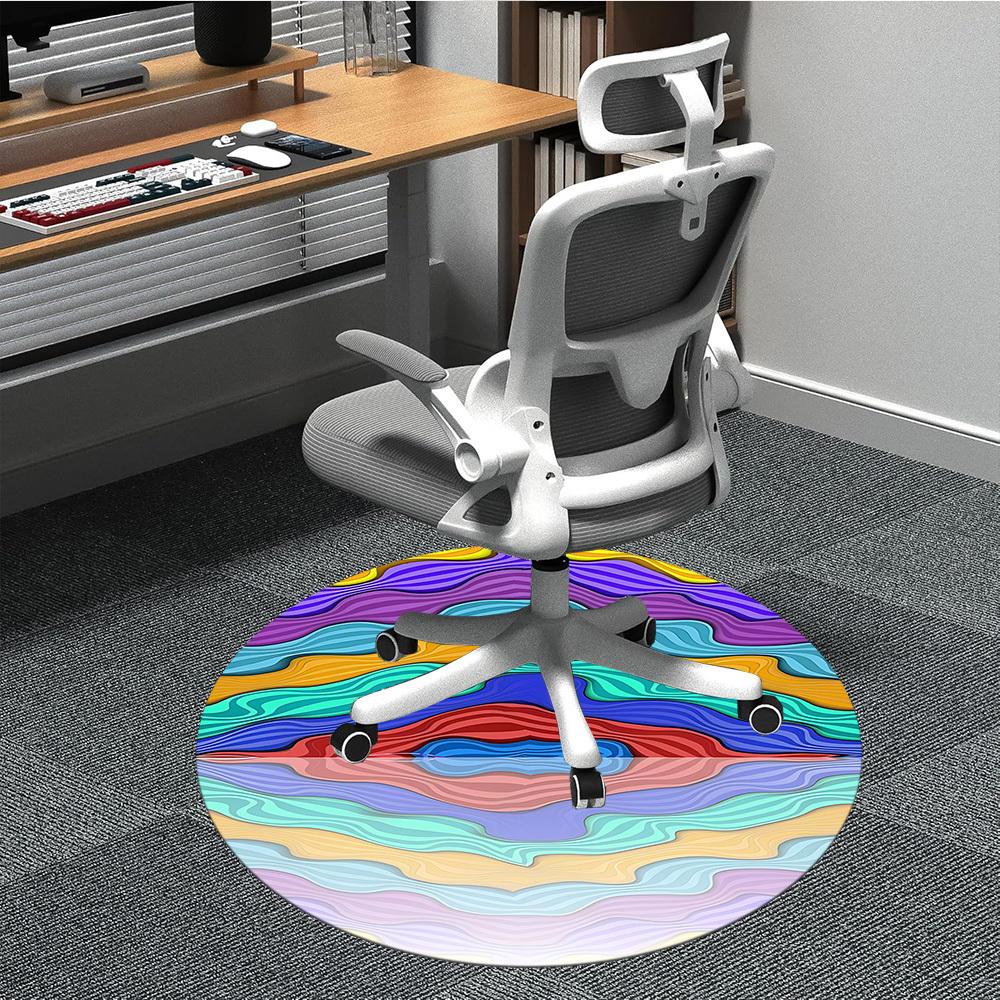 

1pc Abstract Waves Chair Carpet for Office Non Slip, Machine Washable Rug for Office, Room Holiday Decor for Christmas, Birthday Polyester 80cm