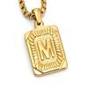18K Gold Square Double-sided English Letter Pendant for Men, Titanium Steel Necklace