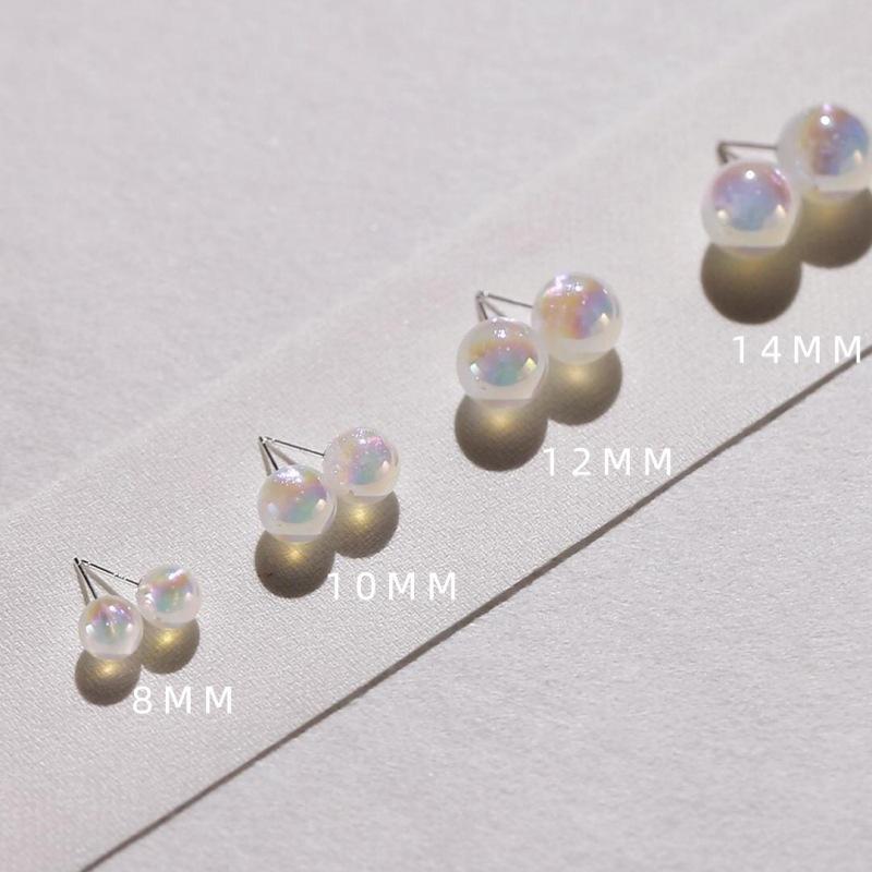Sterling Silver Mermaid Princess Pearl Stud Earrings for Women - Niche Design, Light Luxury, Perfectly Round, Large (2025 Edition)