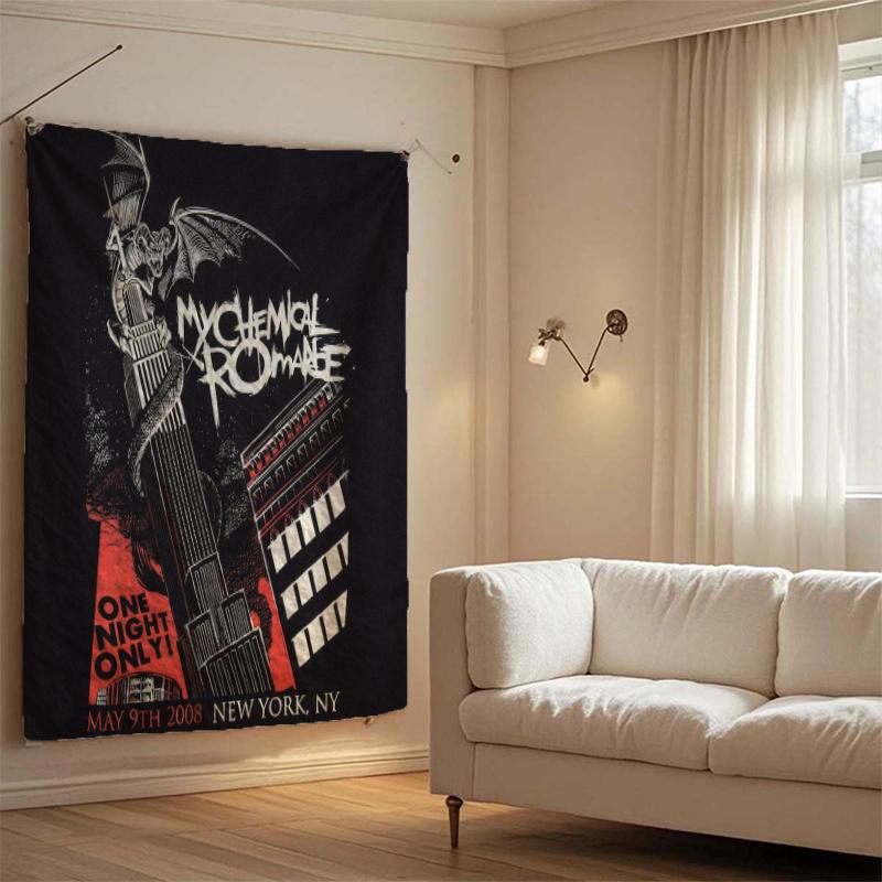 1 Item My Chemical Romance Tapestry Banner Polyester Peach Leather Wall Hanging Room Bar Party Woven Decoration Poster