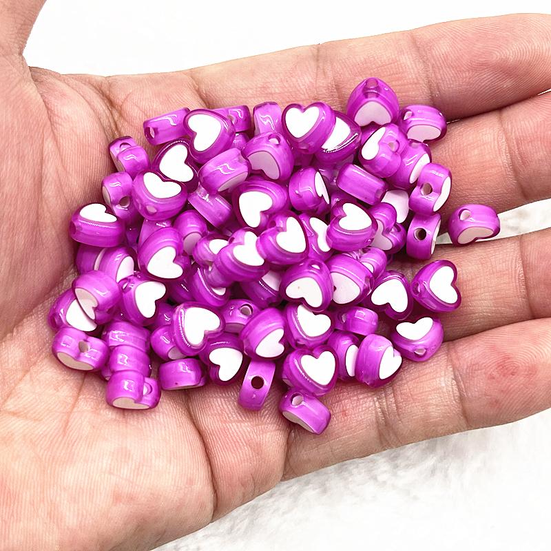 50pcs 8x4mm Love Acrylic Bead Loose Spacer Beads For Jewelry Making DIY Bracelet Accessories