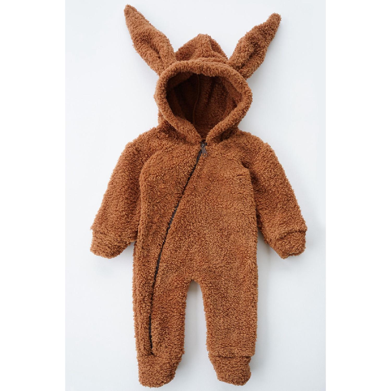 

Girl Boy Baby And Child Plush Zippered Rabbit Costume Jumpsuit 3 Ay коричневый