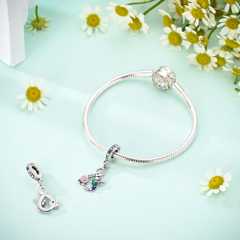 Fit Original Bracelet Copper Hummingbird Charms Beads Pendants For Women Jewelry Making Gift