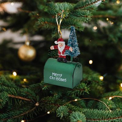 Mailbox Christmas Tree Ornament, Decorations Creative Hanging Iron Money Holders Xmas Post