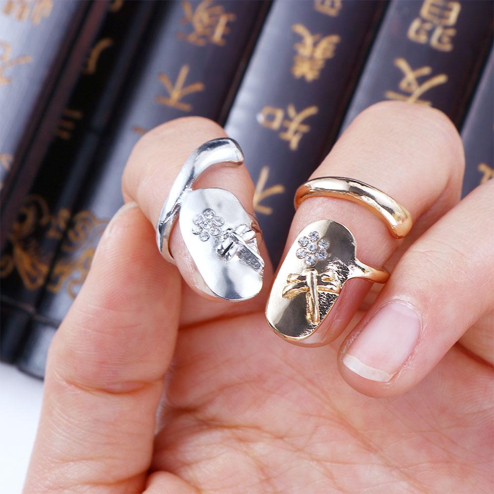 Elegance New Fashion Wedding Jewelry Finger Tip Nail Ring Rhinestone Dragonfly Flower Design