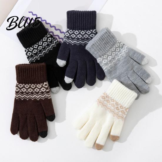 Wind Resistant Thermal Gloves for Outdoor Activities Knit Gloves Thickened Velvet Lining And Elastic Ribbed Cuffs Sports Skiing Extreme Cold