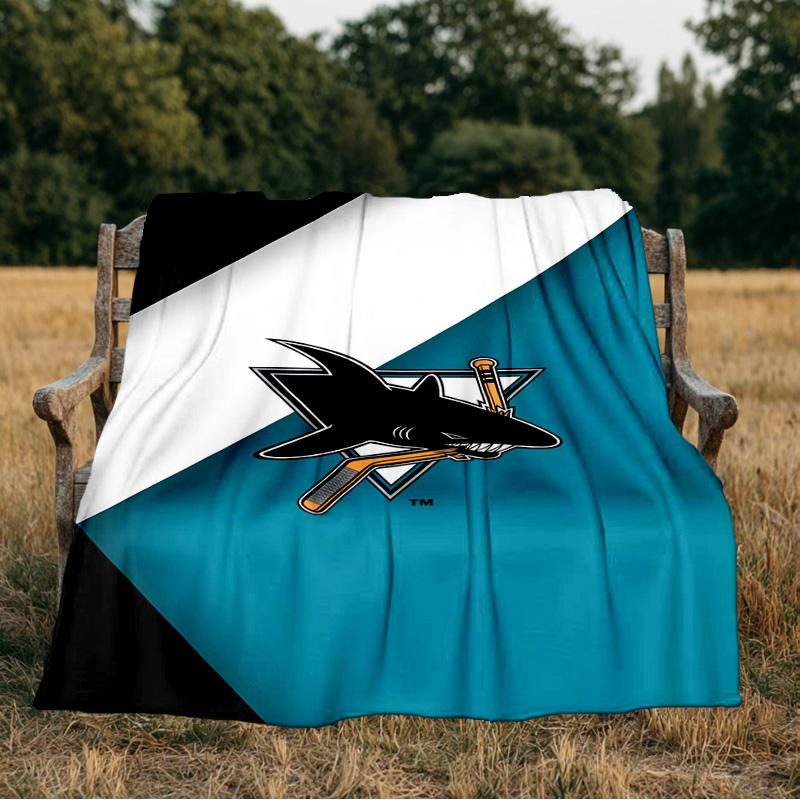 San-Jose Sharks Hockey Blanket Flannel Throw for Sofa, Indoor, Camping, Living Room, Office, Chair, And Bed Soft Birthday Gift