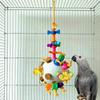 Parrot Puzzle Toy Colorful Foraging Ball with Cork & Cotton Rope Interactive Bird Chewing Toy for Large Parrots Stress Relief