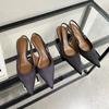 Fashion Elegant Low Heel Satin Women Pumps Sexy Pointed Toe Slingbacks Thin High Heels Comfort Mules Sandals Dress Shoes Heeled Sandals