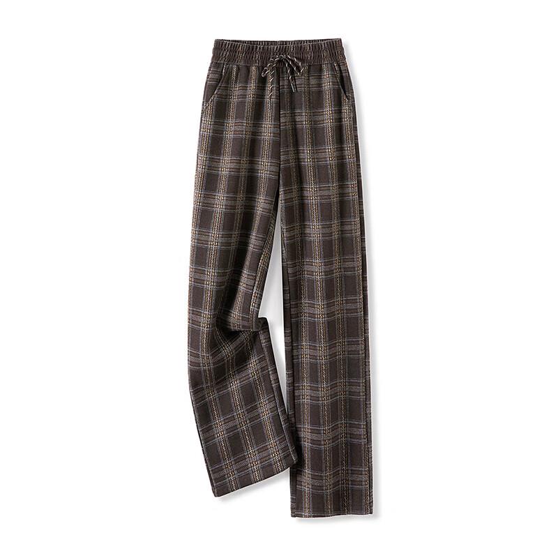 

Women s Fleece-Lined Plaid Wide-Leg Pants S