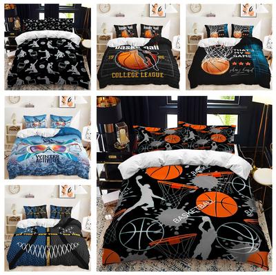 3D Sports Bedding Set Basketball Quill Cover Pillowcases 2/3pcs Athlete Boy Teens Man Cover Gift