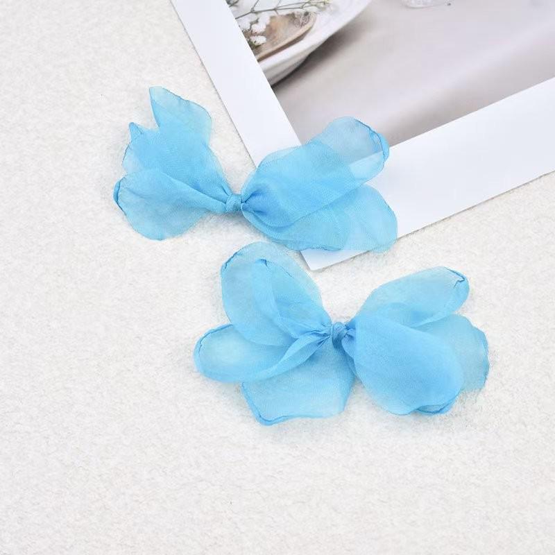 Burnt Edge Gauze Flower Trim Earrings - Petal Jewelry for DIY Holiday Style