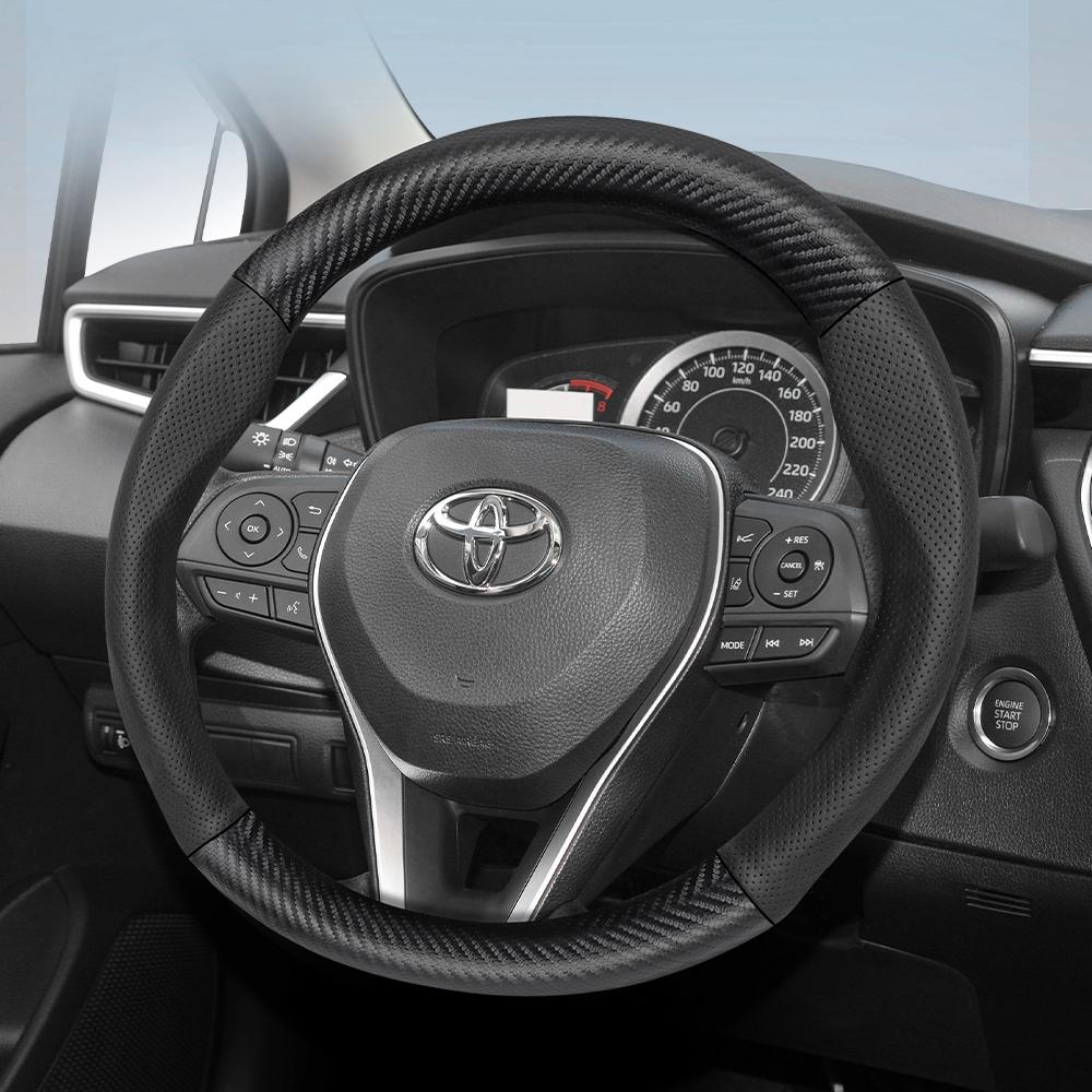 Nlzh6 For Toyota Carbon Fiber Texture Perforated Leather Steering Wheel Cover Chr Yaris Auris Corolla Rav4 Land Cruiser Prado Hilux