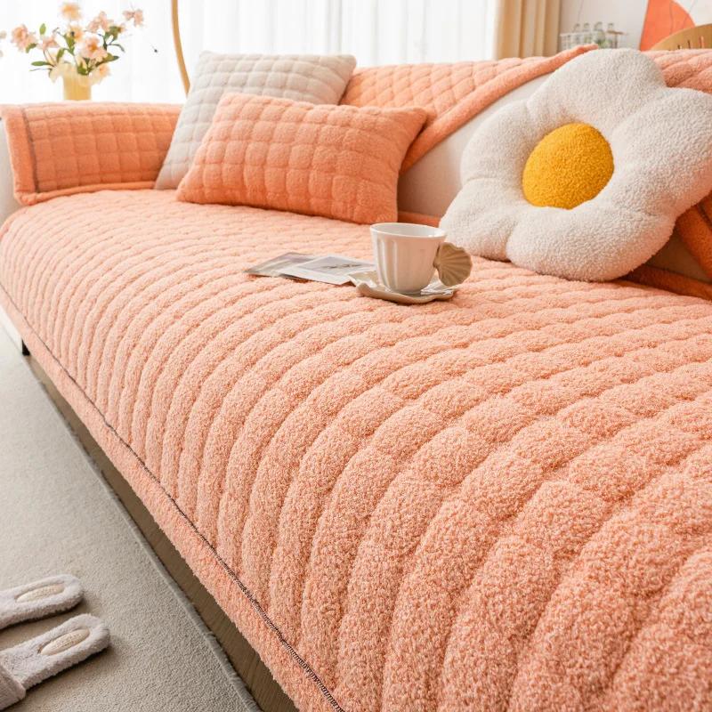 Modern Minimalist Style Cloud Velvet Sofa Cushion Autumn And Winter Thick Anti Slip Sofa Cover For Living Room Cloth Pad