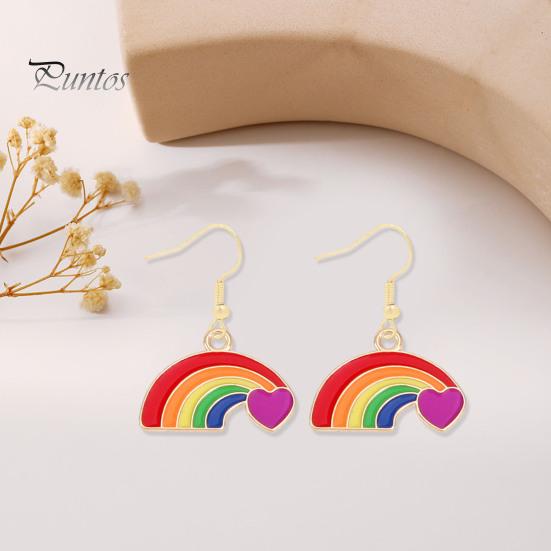 

1 пара женских серег цвета радуги, разноцветные серьги в форме сердца из нержавеющей стали, антиаллергенные легкие женские украшения для ушей, женские серьги-крючки, висячие серьги
