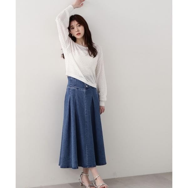 Proportion Body Dressing Sequin Mesh Knit Cream Yellow Women's Sweater,