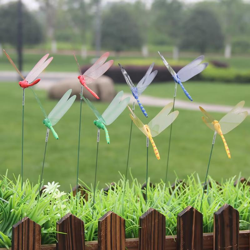 5/10pcs 3D Dragonfly Outdoor Decor Waterproof Vibrant Color Yard Ornament for Flower Arrangement Planter Patio Garden