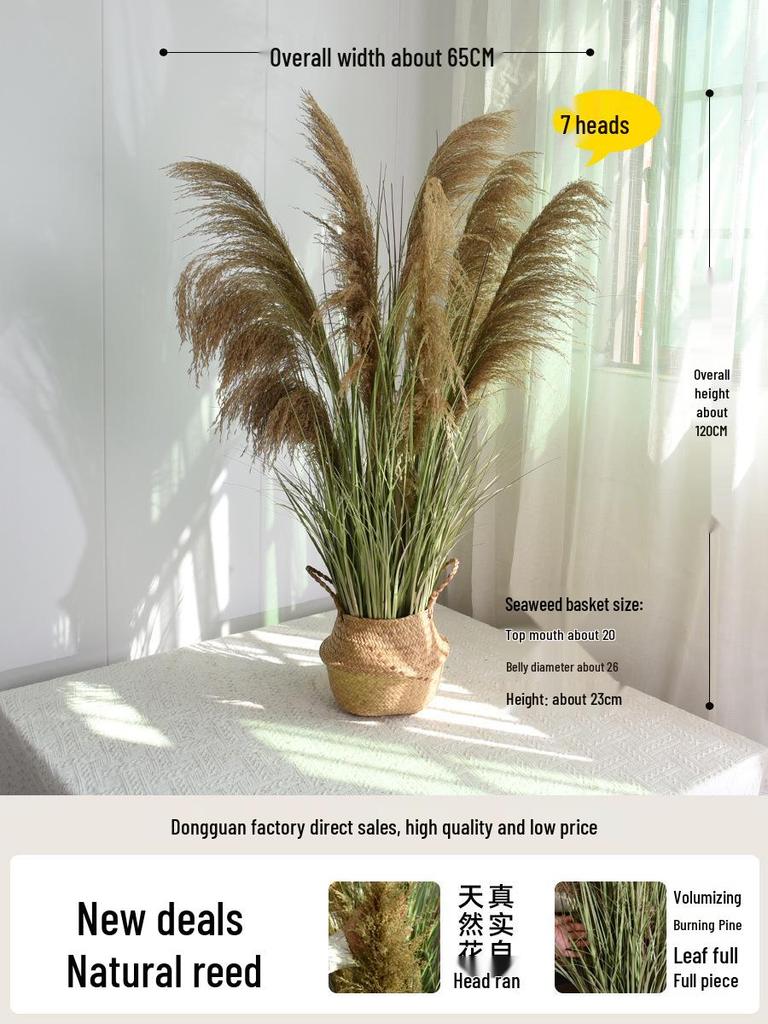 Natural Reed Faux Flowers & Potted Greenery for Home Decor