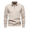2024 Men's Pure Cotton Stand Collar Zipper Sweater - Half-Slim Solid Color Knitwear