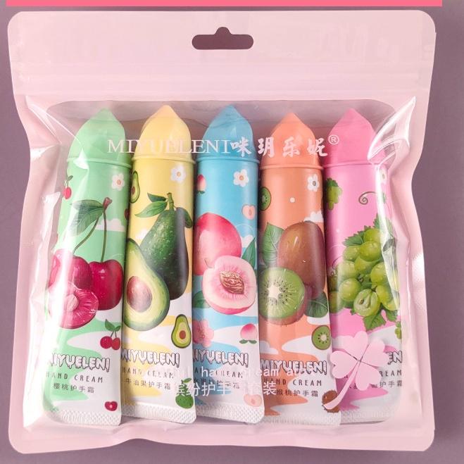 5pcs/box Christmas Gift Ice Cream Hand Cream Set 30g Fruit Fragrance Moisturizing Hydration
