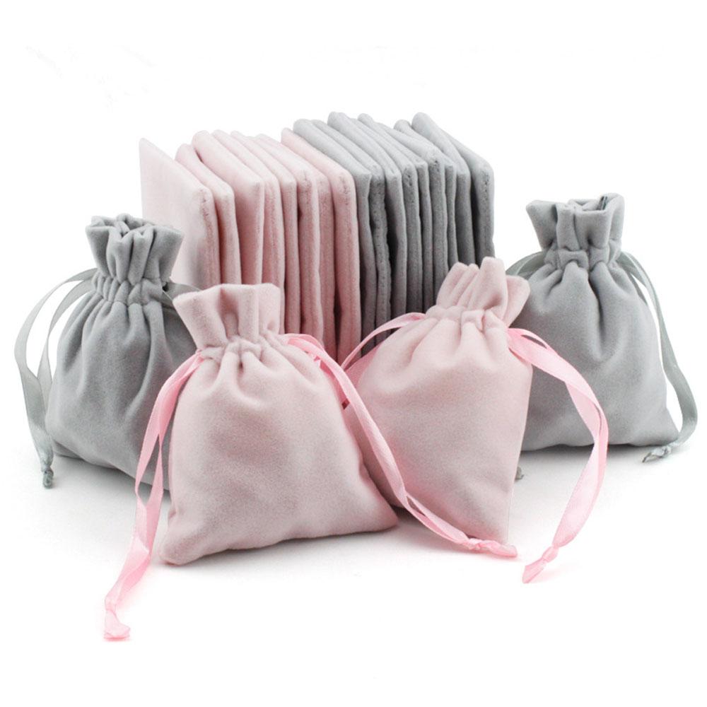 

Gray Pink Exquisite Velvet Earring Storage Jewelry Bags Favor Pouch Packaging Bags Gift Packaging розовый