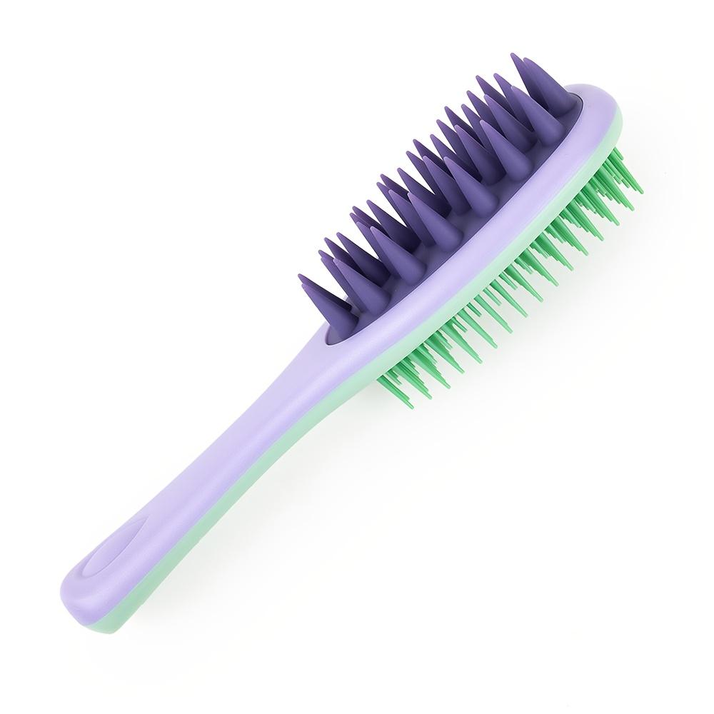 1 szt. Szczotka do szamponu z długą rączką Szczotka do skóry głowy Rączka Klasa salonowa Silikon Dwustronna Do użytku na mokro i na sucho Antypoślizgowy uchwyt Szczotka do mycia włosów