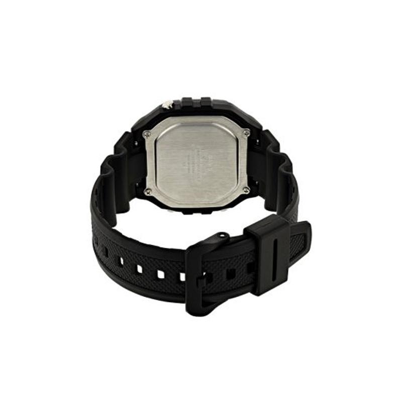 Casio Seria YOUTH - pătrat mic din silicon, pătrat mic retro, războinic negru, afișaj digital, mecanism cu quartz, curea din rășină, japonez și W-218H-1A