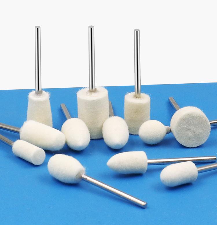 12 Stück Wollfilz Montage Polierscheibe Außendurchmesser 8-11.8mm Bohrer Schleifen Rotationswerkzeug Schleifkopf 2.35mm Schaft