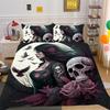 3D Beauty Skull Head Bedding Set Beauty Skull Head Motorcycle Pattern Quilt Cover Pillow Case 2/3 Pieces Microfiber Fabric Full Size Home Decoration