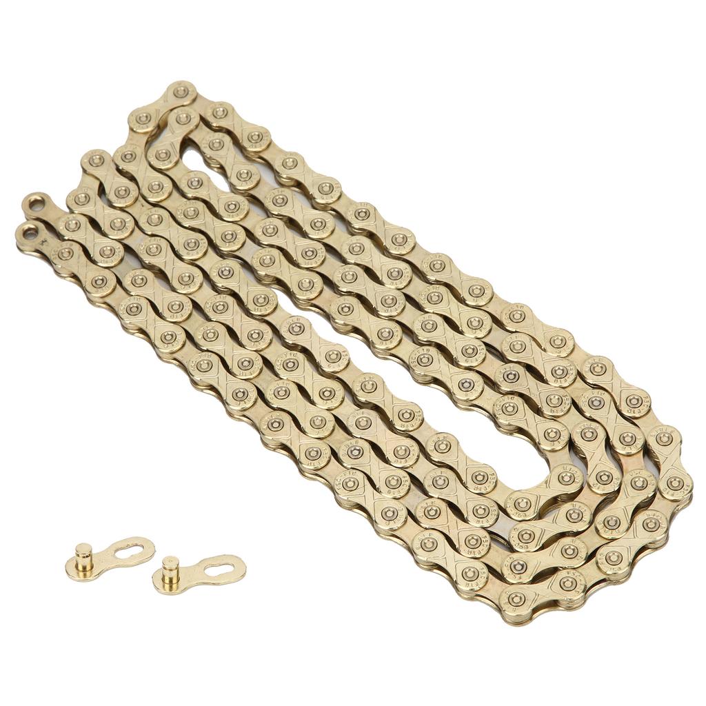 F10 Mountain Road Folding Bike Chain Steel 10 Speed Adjustable Cycle Bicycle AccessoriesGold