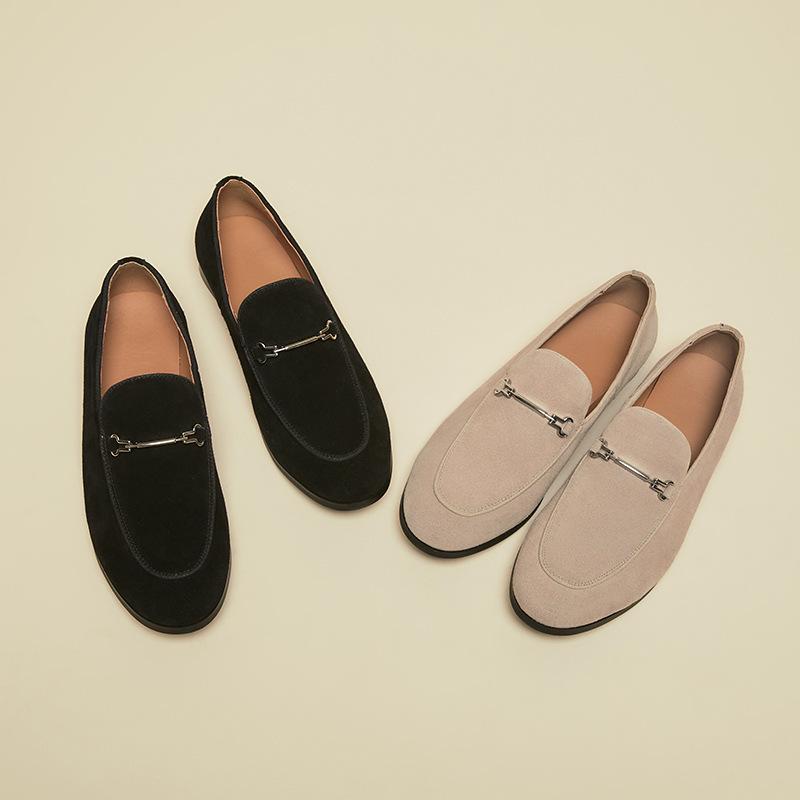 Stil britanic Vară Casual Slip-on Slip-on din piele Pantofi de afaceri din piele naturală piele de căprioară din piele întoarsă Mocasini înghețați respirabili