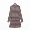 New Down Jacket Women's Light, Medium and Long Fashion and Thin White Duck Down Snap-button Round Neck Warm Liner Jacket