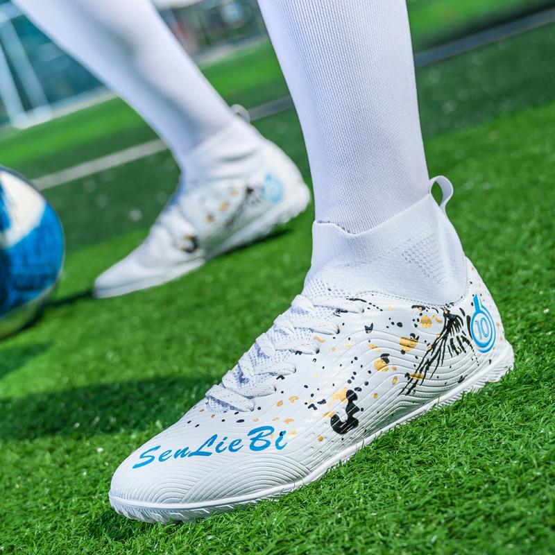 Outdoor Men Soccer Shoes Anti-slip High-top Long Sports Shoes Men Grass Wear-resistant Training Lightweight Men Shoes