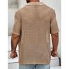 Mens Mesh Knit Short Sleeve Button Down Shirt Openwork Breathable Casual Summer Top