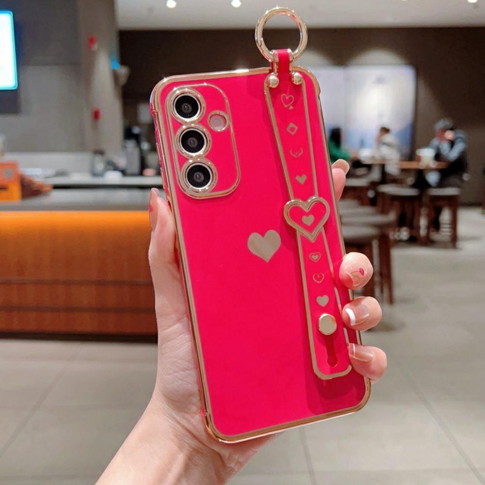 Für Samsung Galaxy A16 5G/A16 4G Hülle Armband Ständer Liebesherz TPU Handyhülle Fingerhalter