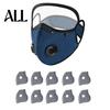 Breathable Cycling Mask Reusable Carbon Filter Dust with Adjustable Goggles, 6-Layer Face Guard 10 Filters, Protection Breathing Valve, Eye