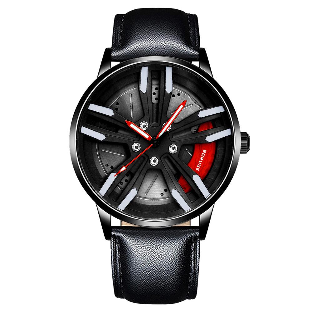 Boruse Trendy Men'S Watch Student Belt Wheel Hub Caliper Waterproof Luminous Quartz Watch