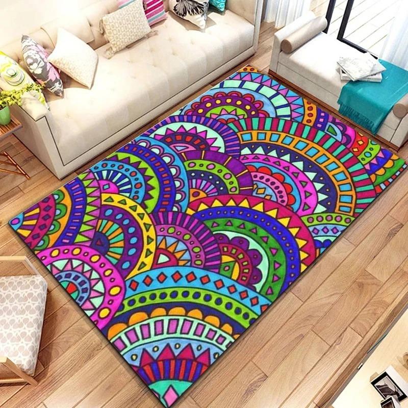 Bohemian Mandala Carpet Floral Geometric Pattern Soft Non Slip Bathroom Rug for Entryway Hallway Home Decor Mat