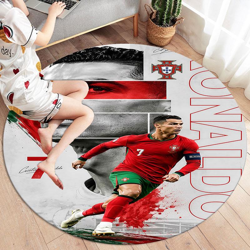 Στρογγυλό Χαλί Cristiano Ronaldo, Χαλί για Σαλόνι Υπνοδωμάτιο Καναπέ Παιδικό Δωμάτιο Διακόσμηση, Αντιολισθητικό Πατάκι
