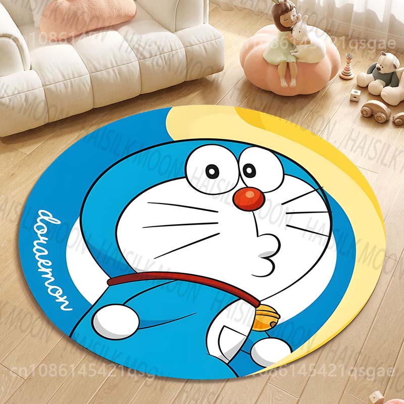 Multiple Styles Japan Cute Doraemon Print Round Rugs for Living Room Bedroom Floor Mats Kids Room Household Carpet Home Decor