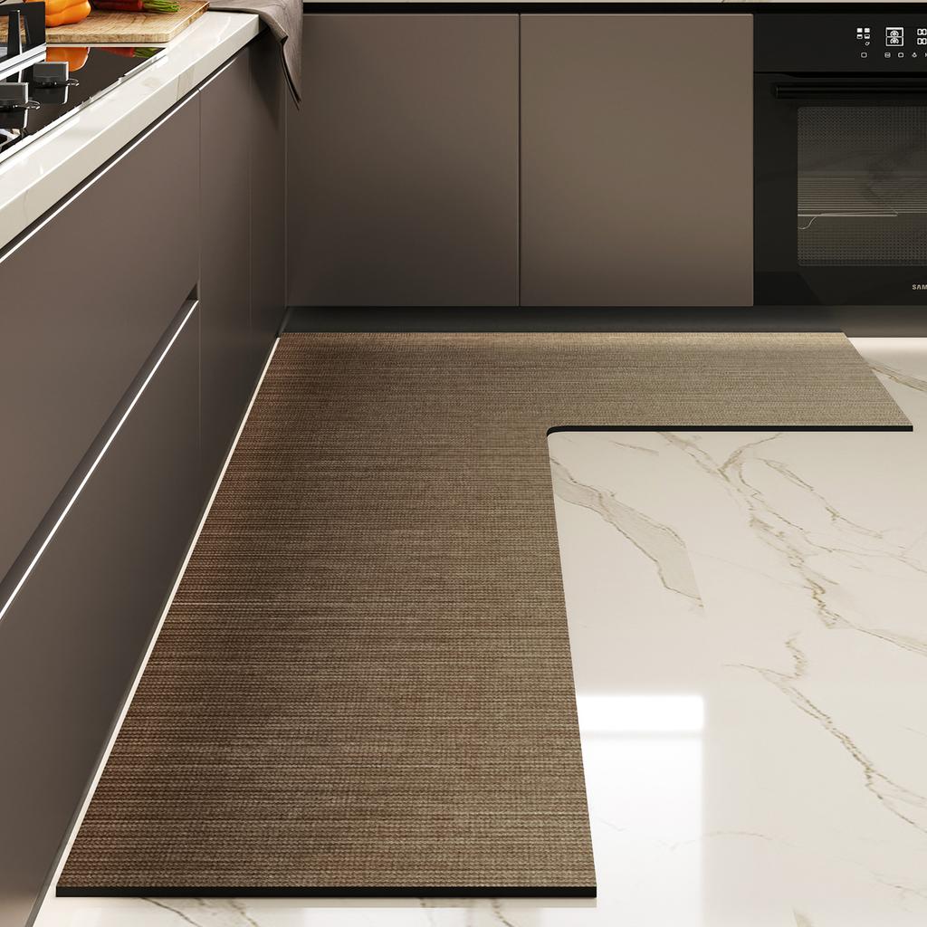 Simple And Gradual Change L-Shaped Kitchen Floor Mat, Water-Absorbing Oil-Absorbing Quick-Drying Floor Mat, Dirt-Resistant And Wear-Resistant Anti-Ski