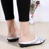 Women's Backless Walking Sneakers Summer Slip-on Mule Shoes Closed Toe Slippers Comfort Casual Travel Mule